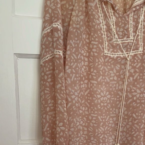 Two by Vince Camuto sheer gauzy pink boho preppy tunic top long sleeve, size XS - Picture 6 of 12